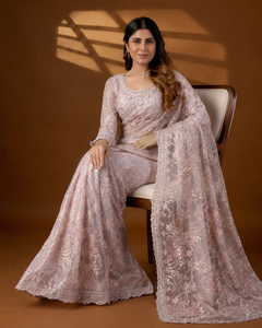 Sari de red suave para mujer, diseño indio de Vexotrend, hermoso diseño Patola, estilo tradicional, para todas las estaciones, para bodas y fiestas, de secado rápido - Product Image 5