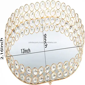 Bandeja Central Decorativa de Aluminio de Lujo con Patrón de Cuerda Vertical y Bordes Tallados Dorados, Juego de Varias Piezas para Decoración de Eventos Especiales - Product Image 2