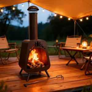 Cheminée extérieure en acier, poêle à bois, chauffage de patio, foyer de jardin, poêle à foyer, chauffage de camping pour cour arrière - Product Image 4