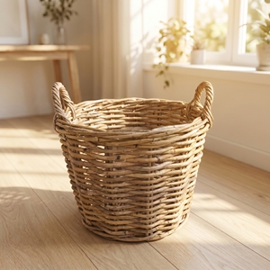 Cesta de Mimbre Natural con Asas, Contenedor de Almacenamiento Flexible para Armario, Organizador Rústico Ecológico para el Hogar y Exhibición Minorista - Product Image 2