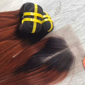 Factory Price 100% Raw Virgin Vietnamese Human Weft Lace Wig Bone Straight <b>Ombre</b> Brown Color Super Double Drawn Hair Extensions - Product Image 4