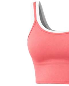 Ensemble crop top et mini-jupe corail personnalisé pour femme, soutien-gorge de sport sans manches, tenue de yoga, gym, été, décontractée, fitness, deux pièces - Product Image 3
