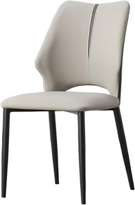 Silla de Comedor Moderna de Alta Gama con Patas de Metal Negro, Silla de Salón Tapizada en Cuero con Respaldo Alto, Silla Tapizada Cómoda - Product Image 4