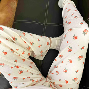 Spring and Autumn <b>Sweet</b> <b>Flower</b> Print Ladies Pajama Pants, Casual and Comfortable Home Pajama Pants,youth Pajama Pants - Product Image 2