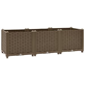 Grandes jardinières rectangulaires surélevées robustes en polypropylène marron - Product Image 2