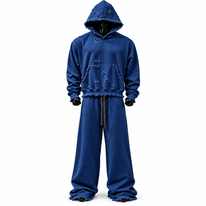 Ensemble de survêtement en coton surdimensionné et empilé, style hip-hop, couleur unie, fabriqué sur mesure par Elson Sports - Product Image 5