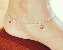 Beautiful Gold Plated 925 Sterling <b>Silver</b> Anklet Red Gemstone Charms | Dainty Ankle Bracelet Jewelry for Women and Girls Wear - Product Image 2