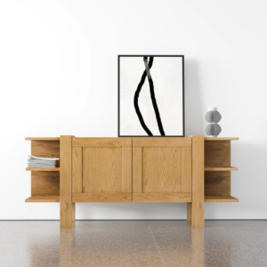 Meuble long moderne en teck massif, style contemporain, pour chambre, cuisine, entrée, salon, style Wabi-sabi, rangement TV, écologique - Product Image 1