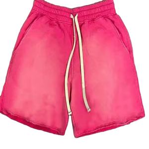 กางเกงขาสั้นวินเทจย้อมสีซันได รุ่นปี 2026 สำหรับผู้ชาย ผ้าฝ้ายฟลีซระบายอากาศ เอวยางยืดสูง มีกระเป๋า ลายเสือพิมพ์โลโก้ - Product Image 3