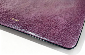 [New Item] Top Quality Castello Cowhide Embossed Leather Tablet Utility <b>Zipped</b> <b>Pouch</b> Case Unisex Dark Purple - Product Image 5