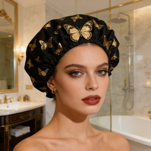 Gorro de Ducha Impermeable para Mujer, Gorro de Baño Reutilizable con Diseño de Donut, Cubierta de Cabello Elástica e Impermeable para Ducha, Spa y Natación - Product Image 1