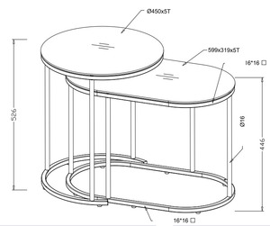 ชุดโต๊ะน้ำชาและกาแฟแบบซ้อน 2 ตัว รุ่นขายดีที่สุด โครงเหล็กสีดำ ท็อปพีบี เฟอร์นิเจอร์ห้องนั่งเล่นสไตล์โพสต์โมเดิร์น - Product Image 5