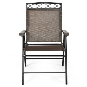 Set di 2 Sedie da Pranzo Portatili da Esterno con Braccioli e Design Pieghevole a Rete per Uso Esterno - Product Image 4