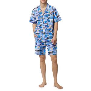 Conjunto de Pantalones Cortos Térmicos de Punto con Estampado Completo para Hombre, Ropa de Dormir Transpirable de Poliéster de Lujo - Product Image 2