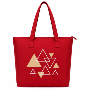 300gsm Red Fashion Canvas Polyester <b>Tote</b> Bag Zipper Closure Cotton Shopping Bag 19x17x5 Custom Logo Eco Friendly Reusable Large - Product Image 1