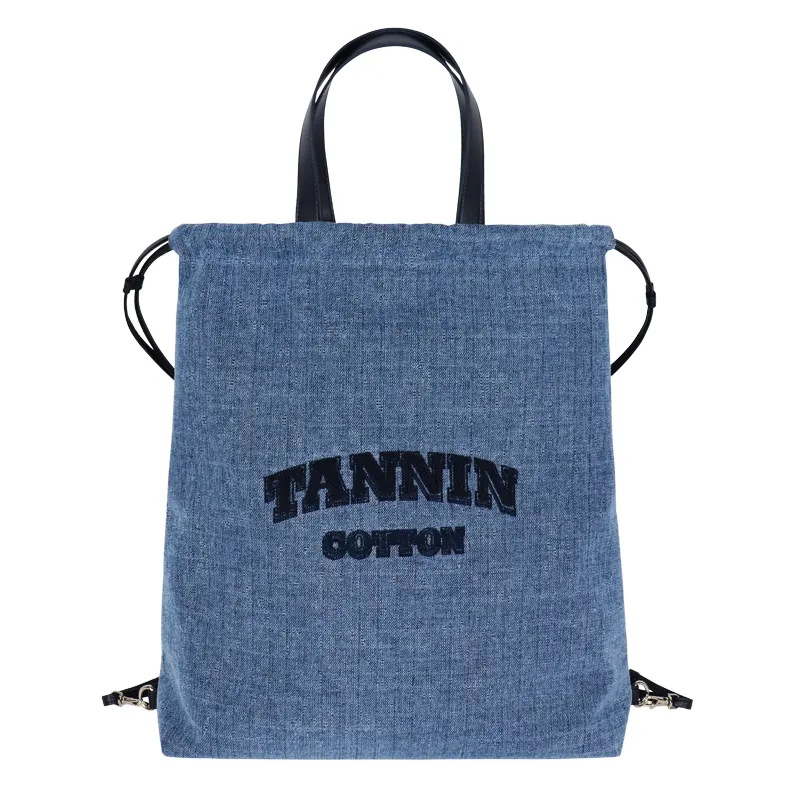 Vietnam Recycled DENIM Reusable Drawstring Backpack Sustainable Cotton Draw String Gym Bags Sports Bag Shopping Bag