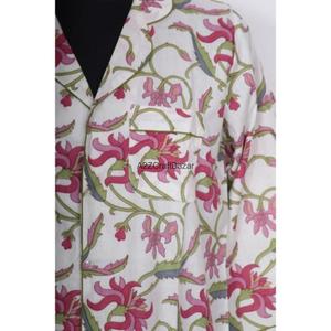 เดรสผู้หญิงผ้าฝ้ายพิมพ์ลายดอกไม้ ระบายอากาศได้ดี เป็นมิตรกับสิ่งแวดล้อม 100% แขน 3/4 คอวี ติดกระดุม ทรงเข้ารูป สำหรับงานกลางคืน งานทางการ เซ็กซี่ - Product Image 3