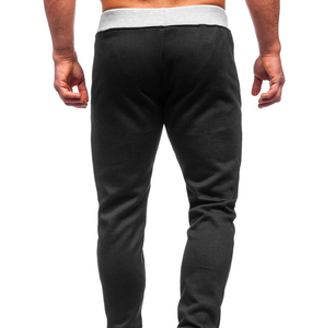 Men's <b>Black</b> Sweatpants With Gray Waistband And Side Pockets Elastic Drawstring Casual Jogger <b>Pants</b> Autumn Wear - Product Image 3
