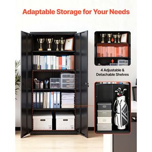 Armadio da Garage in Acciaio Chiudibile a Chiave 68.9 con 4 Ripiani Regolabili in Metallo, 2 Porte Magnetiche, 5 Livelli per Attrezzi con 2 Chiavi - Product Image 4