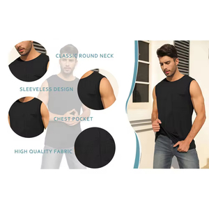 Wholesale Customized Men's Tank Top Solid Color Quick Dry Breathable Eco-Friendly Polyester/Cotton Nonwoven Sports Wear Custom - Product Image 3