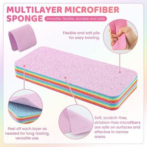 Spugna in Microfibra a 12 Strati, Blocco Spugna Anti-Graffio per Cucina, Facile Pulizia con Rivestimento Multicolore - Product Image 5