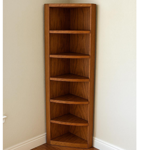 Estante Esquinero Alto de Madera de Teca Sólida, Mueble Elegante para Ahorrar Espacio - Product Image 1