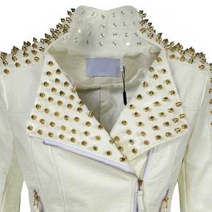 Chaqueta de cuero con tachuelas para mujer, estilo nuevo, precio económico, para ropa de invierno / Chaquetas de cuero con tachuelas de manga larga - Product Image 4