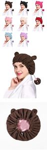 Gorro de dormir de forro polar con orejas bonitas, estilo sencillo para el hogar, material con forro de satén, cálido, cortavientos, gorro de invierno, gorro de ducha, regalo familiar - Product Image 2