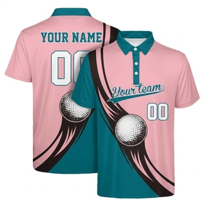 Chemises décontractées pour hommes de haute qualité OEM, manches courtes, boutonnées, longueur normale, séchage rapide, polyester, élasthanne, imprimées, pour le golf - Product Image 1