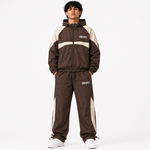 Men's Dark Green Hooded Windbreaker Tracksuit Set Lightweight <b>Nylon</b> Sports Jacket <b>Jogger</b> Pants Custom Streetwear - Product Image 1