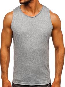 Camiseta deportiva sin mangas para hombre, 95% algodón, 5% spandex, gris, personalizada para gimnasio, con logo bordado, unisex. - Product Image 5