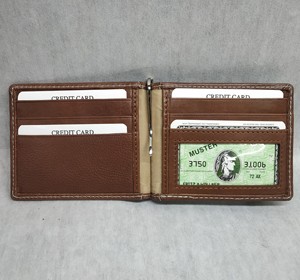 Portefeuilles élastiques sécurisés pour hommes, porte-cartes fins et courts, prix de gros usine, porte-documents aviateur en cuir de vachette pour hommes - Product Image 3