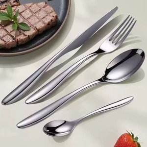 Ensemble de couverts en acier inoxydable faits à la main pour table de salle à manger de luxe et décoration de cuisine - Product Image 1