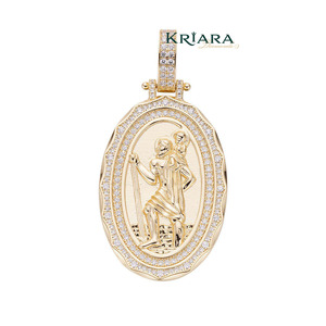 925 Silver 18K Gold Plated Hiphop Moissanite Religious Christian <b>Angel</b> <b>Charm</b> Unisex Pendant - Product Image 4