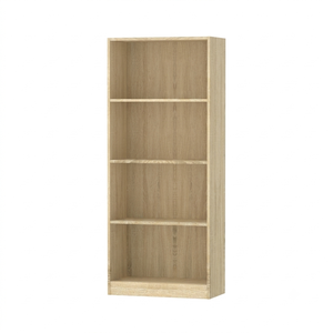 ตู้หนังสือไม้โมเดิร์น FURNIZONE 1717 คุณภาพสูง 4 ชั้น สำหรับห้องนั่งเล่น วัสดุไม้ปาร์ติเคิลบอร์ด สีเทาเข้มลายไม้โอ๊คทรงสูง - Product Image 3