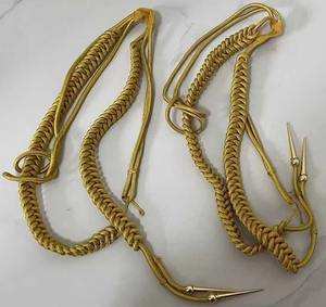 Aiguillette Ceremonial Tejida a Mano con Cordón de Alambre de Oro Mylar Personalizado 2026 y Puntas Metálicas para Uniforme - Product Image 2