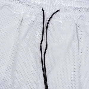 Men's Gray Mesh Drawstring Shorts Breathable <b>Elastic</b> Waist Custom Logo Front Casual Sports Wear - Product Image 3