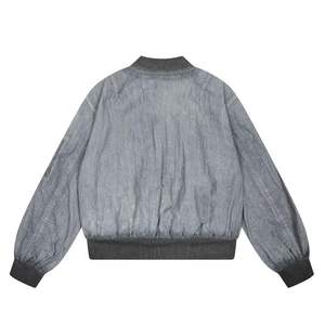 Blouson Bomber en Jean Délavé Personnalisé Nesta Sports – Veste en Jean Vintage Oversize Anti-rétrécissement à Manches Longues avec Logo Gaufré et Fermeture Éclair - Product Image 4