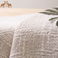 Jeté de canapé en coton imprimé à la main avec motif de palmier, jeté de canapé fait à la main, taille double, tissé, jeté de canapé écologique
