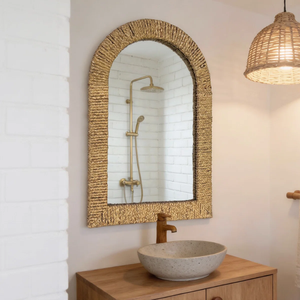 Bohemian Water Hyacinth Arched Decorative Wall <b>Mirror</b> <b>for</b> Livingroom, Hallway, <b>Bedroom</b> Wholesale from Vietnam - Product Image 4