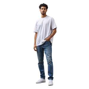 Pantalon cargo jogger en jean texturé pour homme, taille élastique avec cordon de serrage, style jean robuste, pantalon de survêtement multi-poches décontracté - Product Image 3