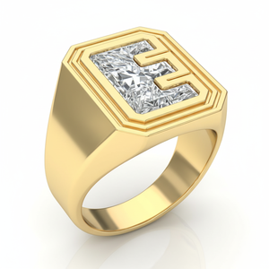 แหวนตัวอักษร E แบบกำหนดเอง ประดับเพชรแล็บโกรว์ด้วยการฝังแบบ Prong Setting เครื่องประดับชั้นดีในทองคำขาว ทองคำเหลือง และเงินแท้ 925 - Product Image 2