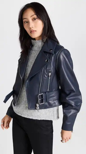 SEAMER WEAR <b>Women's</b> Genuine <b>Leather</b> <b>Moto</b> <b>Jacket</b> Full Sleeve Turn-down Collar Zipper Closure Winter Style Regular Length - Product Image 4