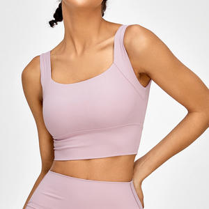 Sujetador deportivo de tela acanalada con espalda en U, a prueba de golpes, talla grande para mujer, sensación de segunda piel, sexy, para tenis, entrenamiento y yoga. - Product Image 4