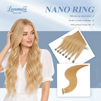 Ekstensi Rambut Lanmuse Hair Cuticle Aligned Nano Ring Double Drawn Invisible Nano Tip Rambut Asli Rusia untuk Salon