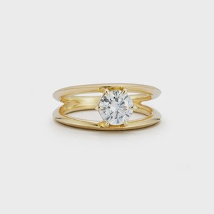 Bague de fiançailles solitaire 2 carats en diamant de laboratoire, double bordure, monture en or 14 carats, certifiée IGI, taille brillant rond, pour femme - Product Image 2