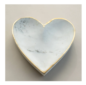 Plateau décoratif en forme de cœur en marbre avec bord doré pour organiser et ranger les bijoux à prix avantageux - Product Image 2