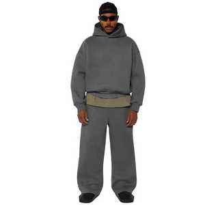 Sudadera con Capucha Oversize Naranja para Hombre, 100% Algodón French Terry, Estilo Casual, Color Sólido, Diseño con Bolsillos, Ropa de Otoño 2026 - Product Image 3
