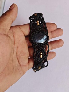 Handmade Black Macrame <b>Gemstone</b> <b>Bracelet</b> Adjustable Boho Healing Ethnic Statement Jewelry Wholesale - Product Image 2