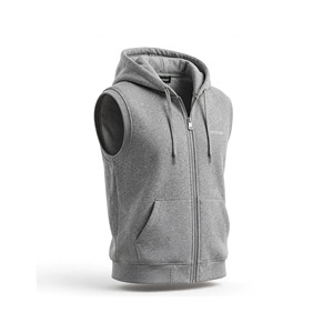 Amkoor Gilet à capuche en molleton 100 % coton pour homme, fermeture éclair, sans manches, avec poches, coupe décontractée, hiver - Product Image 3
